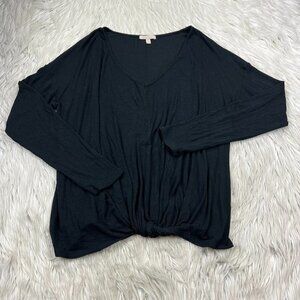 Anthropologie - Bordeaux Ribbed Knotted Hem Knit Top